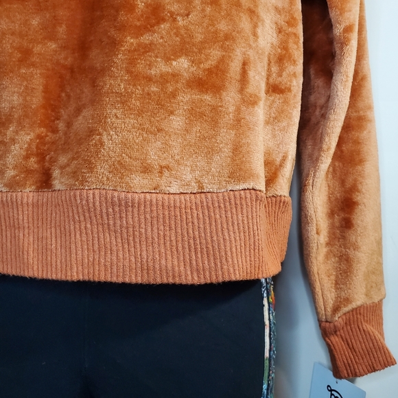 Miss Chevious Brown Long Sleeve Quarter Zip Collar Rib Accents Size Large - Picture 4 of 7